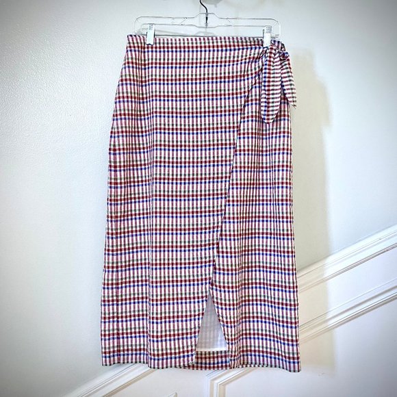 Madewell Sarong Midi Skirt in Rainbow Gingham, size 6 - Picture 4 of 12